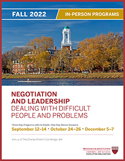 Negotiation and Leadership fall 2022 programs cover