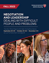 Negotiation and Leadership Fall 2023 programs cover