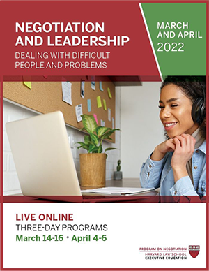 Negotiation and Leadership March and April 2022 Brochure