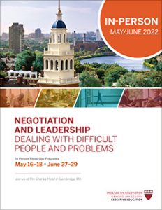 Negotiation and Leadership In-Person Spring 2022 Brochure