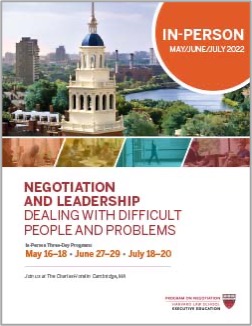 Negotiation and Leadership In-Person Spring/Summer 2022 Brochure