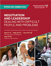 Negotiation and Leadership spring 2023 programs cover